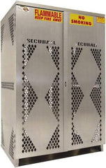 Securall Cabinets - 2 Door, 4 Shelf, Yellow Steel Standard Safety Cabinet for Flammable and Combustible Liquids - 65" High x 43" Wide x 32" Deep, Manual Closing Door, Padlockable Hasp, 20 or 33 Lb Cylinder Capacity - Best Tool & Supply