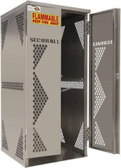 Securall Cabinets - 2 Door, Silver Steel Standard Safety Cabinet for Flammable and Combustible Liquids - 65" High x 30" Wide x 32" Deep, Manual Closing Door, Padlockable Hasp, Vertical Cylinder Capacity - Best Tool & Supply