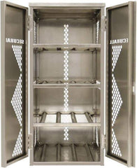 Securall Cabinets - 2 Door, 4 Shelf, Silver Aluminum Standard Safety Cabinet for Flammable and Combustible Liquids - 65" High x 30" Wide x 32" Deep, Manual Closing Door, Padlockable Hasp, 20 or 33 Lb Cylinder Capacity - Best Tool & Supply