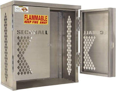 Securall Cabinets - 1 Door, 1 Shelf, Yellow Steel Standard Safety Cabinet for Flammable and Combustible Liquids - 33" High x 31" Wide x 16" Deep, Manual Closing Door, Padlockable Hasp, 20 or 33 Lb Cylinder Capacity - Best Tool & Supply