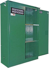 Securall Cabinets - 2 Door, 1 Shelf, Green Steel Standard Safety Cabinet for Flammable and Combustible Liquids - 67" High x 31" Wide x 31" Deep, Self Closing Door, 3 Point Key Lock, 60 Gal Capacity - Best Tool & Supply