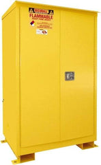 Securall Cabinets - 2 Door, 2 Shelf, Yellow Steel Standard Safety Cabinet for Flammable and Combustible Liquids - 69" High x 43" Wide x 31" Deep, Manual Closing Door, 3 Point Key Lock, 90 Gal Capacity - Best Tool & Supply