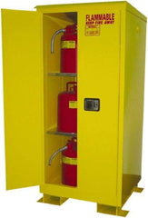 Securall Cabinets - 2 Door, 2 Shelf, Yellow Steel Standard Safety Cabinet for Flammable and Combustible Liquids - 69" High x 31" Wide x 31" Deep, Manual Closing Door, 3 Point Key Lock, 60 Gal Capacity - Best Tool & Supply