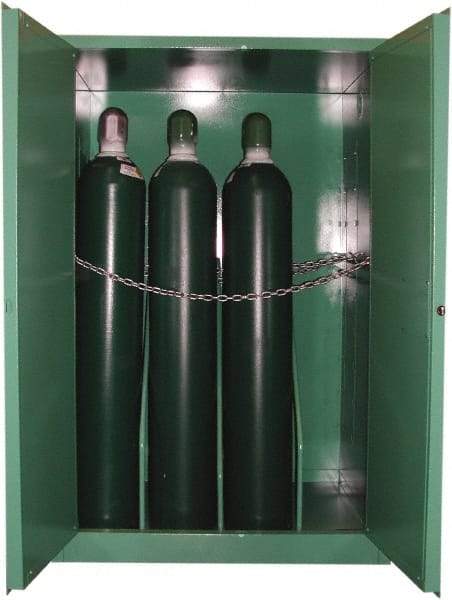 Securall Cabinets - 1 Door, Green Steel Standard Safety Cabinet for Flammable and Combustible Liquids - 65" High x 43" Wide x 18" Deep, Manual Closing Door, 3 Point Key Lock, H Cylinder Capacity - Best Tool & Supply