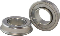 USDI - 1 Row, 1-3/8" OD, 1/2" Bore Diam, Round Double Seal Conveyor Roller Bearing - 180 Lb Capacity, 550 Max RPM, with Flange, Steel with Zinc Housing - Best Tool & Supply