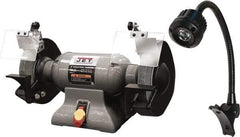 Jet - 8" Wheel Diam x 1" Wheel Width, 1 hp Grinder - 0.63" Arbor Hole Diam, 1 Phase, 3,450 Max RPM, 115 Volts - Best Tool & Supply