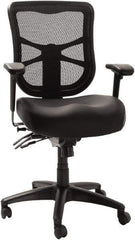 ALERA - 42-7/8" High Mid Back Chair - 25" Wide x 27-5/8" Deep, Leather Seat, Black - Best Tool & Supply