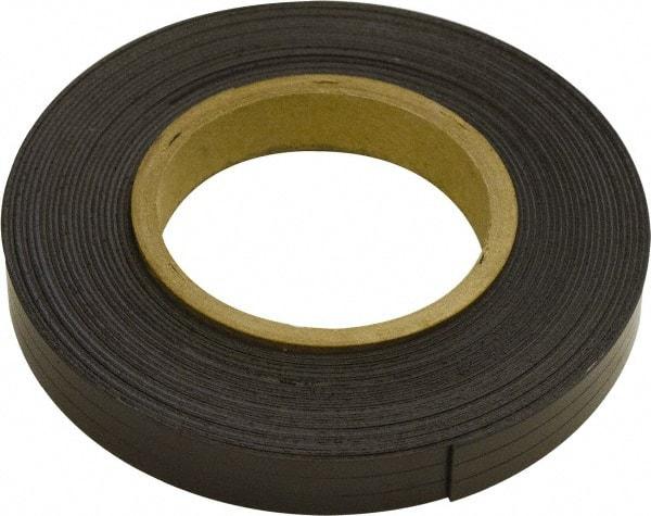 Mag-Mate - 300" Long x 1" Wide x 1/32" Thick Flexible Magnetic Strip - 8 Lb Max Pull Force, 4 Linear Ft/Lb Magnetic Pull Force, Plain Back, Dark Brown - Best Tool & Supply