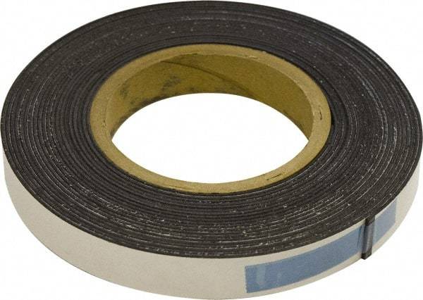 Mag-Mate - 300" Long x 1" Wide x 1/16" Thick Flexible Magnetic Strip - 12 Lb Max Pull Force, 6 Linear Ft/Lb Magnetic Pull Force, Adhesive Back, Dark Brown - Best Tool & Supply