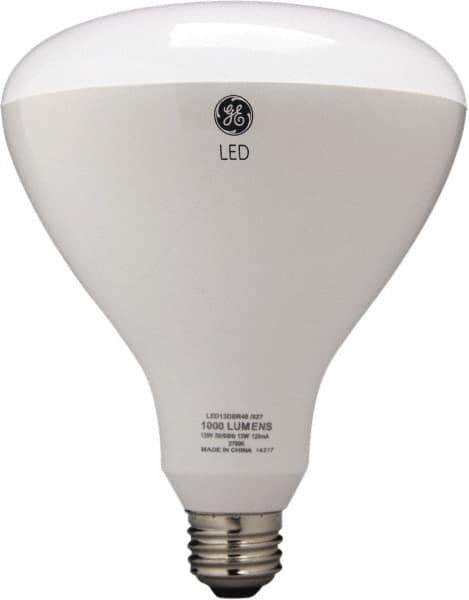 GE Lighting - 13 Watt LED Flood/Spot Medium Screw Lamp - 2,700°K Color Temp, 1,070 Lumens, 120 Volts, Dimmable, BR40, 25,000 hr Avg Life - Best Tool & Supply