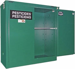 Securall Cabinets - 2 Door, 1 Shelf, Green Steel Standard Safety Cabinet for Flammable and Combustible Liquids - 46" High x 43" Wide x 18" Deep, Self Closing Door, 3 Point Key Lock, 30 Gal Capacity - Best Tool & Supply