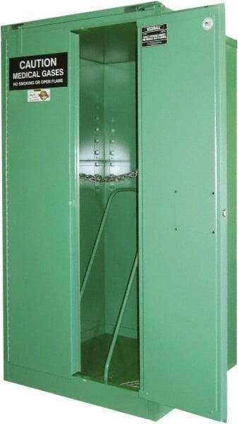 Securall Cabinets - 1 Door, Green Steel Standard Safety Cabinet for Flammable and Combustible Liquids - 46" High x 43" Wide x 18" Deep, Self Closing Door, 3 Point Key Lock, H Cylinder Capacity - Best Tool & Supply