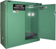 Securall Cabinets - 2 Door, Green Steel Standard Safety Cabinet for Flammable and Combustible Liquids - 46" High x 43" Wide x 18" Deep, Self Closing Door, 3 Point Key Lock, D, E Cylinder Capacity - Best Tool & Supply