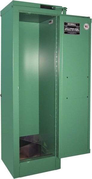 Securall Cabinets - 1 Door, Green Steel Standard Safety Cabinet for Flammable and Combustible Liquids - 46" High x 14" Wide x 13-5/8" Deep, Self Closing Door, 3 Point Key Lock, D, E Cylinder Capacity - Best Tool & Supply