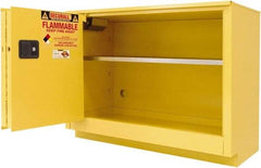 Securall Cabinets - 2 Door, 1 Shelf, Yellow Steel Under the Counter Safety Cabinet for Flammable and Combustible Liquids - 35-5/8" High x 47" Wide x 22" Deep, Sliding Door, 3 Point Key Lock, 36 Gal Capacity - Best Tool & Supply