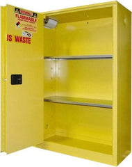 Securall Cabinets - 2 Door, 2 Shelf, Yellow Steel Standard Safety Cabinet for Flammable and Combustible Liquids - 65" High x 43" Wide x 18" Deep, Sliding Door, 3 Point Key Lock, 45 Gal Capacity - Best Tool & Supply