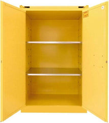 Securall Cabinets - 2 Door, 2 Shelf, Yellow Steel Standard Safety Cabinet for Flammable and Combustible Liquids - 67" High x 43" Wide x 31" Deep, Self Closing Door, 3 Point Key Lock, 90 Gal Capacity - Best Tool & Supply