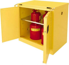 Securall Cabinets - 2 Door, 1 Shelf, Yellow Steel Standard Safety Cabinet for Flammable and Combustible Liquids - 37" High x 36" Wide x 24" Deep, Self Closing Door, 3 Point Key Lock, 30 Gal Capacity - Best Tool & Supply