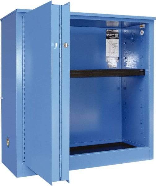 Securall Cabinets - 2 Door, 1 Shelf, Blue Steel Standard Safety Cabinet for Corrosive Chemicals - 44" High x 43" Wide x 18" Deep, Sliding Door, 3 Point Key Lock, 30 Gal Capacity - Best Tool & Supply