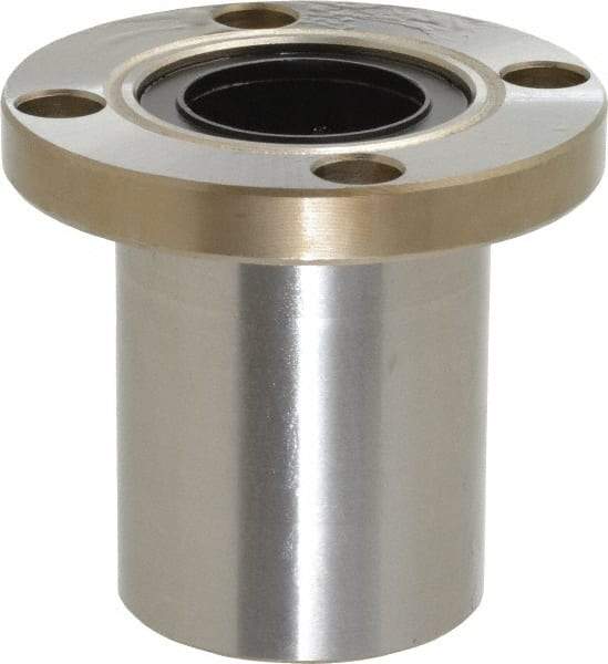 Value Collection - 1" ID, Round Flanged Single Linear Bearing - 1-9/16" OD - Best Tool & Supply