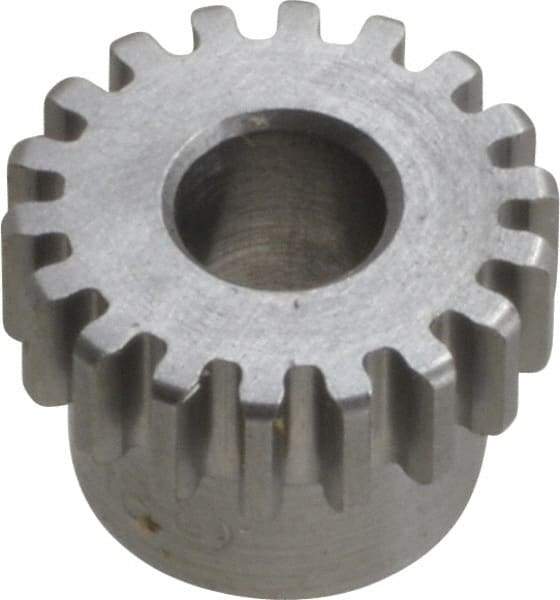 Boston Gear - 24 Pitch, 0.833" Pitch Diam, 18 Tooth Spur Gear - 1/4" Face Width, 5/16" Bore Diam, 0.7" Hub Diam, 14.5° Pressure Angle, Steel - Best Tool & Supply