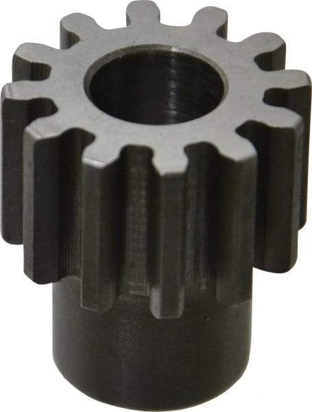 Boston Gear - 16 Pitch, 3/4" Pitch Diam, 12 Tooth Spur Gear - 1/2" Face Width, 3/8" Bore Diam, 0.56" Hub Diam, 14.5° Pressure Angle, Steel - Best Tool & Supply