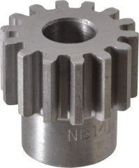 Boston Gear - 16 Pitch, 7/8" Pitch Diam, 14 Tooth Spur Gear - 1/2" Face Width, 3/8" Bore Diam, 0.69" Hub Diam, 14.5° Pressure Angle, Steel - Best Tool & Supply