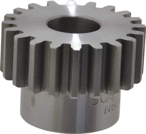 Boston Gear - 16 Pitch, 1-1/4" Pitch Diam, 20 Tooth Spur Gear - 1/2" Face Width, 1/2" Bore Diam, 0.96" Hub Diam, 14.5° Pressure Angle, Steel - Best Tool & Supply