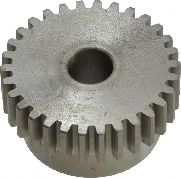 Boston Gear - 16 Pitch, 1-7/8" Pitch Diam, 30 Tooth Spur Gear - 1/2" Face Width, 1/2" Bore Diam, 1.58" Hub Diam, 14.5° Pressure Angle, Steel - Best Tool & Supply