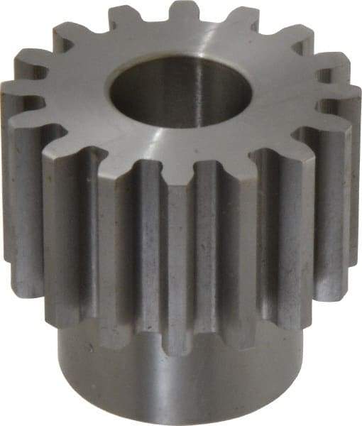 Boston Gear - 8 Pitch, 2" Pitch Diam, 16 Tooth Spur Gear - 1-1/4" Face Width, 7/8" Bore Diam, 1.56" Hub Diam, 14.5° Pressure Angle, Steel - Best Tool & Supply