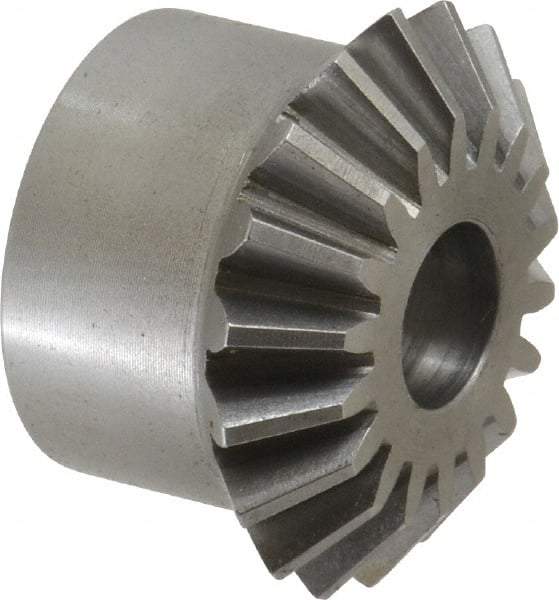 Boston Gear - 12 Pitch, 1-1/2" Pitch Diam, 18 Tooth Miter Gear - 0.33" Face Width, 1/2" Bore Diam, 1-1/4" Hub Diam, 20° Pressure Angle, Steel - Best Tool & Supply