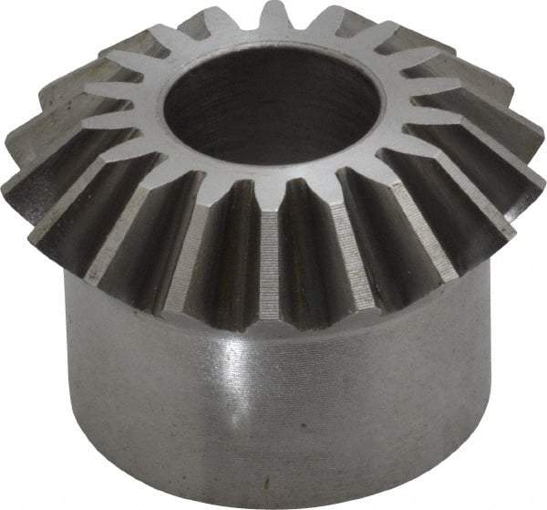 Boston Gear - 12 Pitch, 1-1/2" Pitch Diam, 18 Tooth Miter Gear - 0.33" Face Width, 5/8" Bore Diam, 1-1/4" Hub Diam, 20° Pressure Angle, Steel - Best Tool & Supply