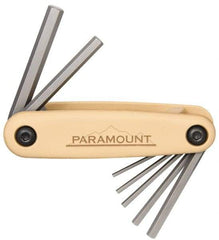 Paramount - 7 Piece Fold-Up Hex Key Set - Hex Range 2 to 8mm, 4-1/2" OAL, Steel - Best Tool & Supply