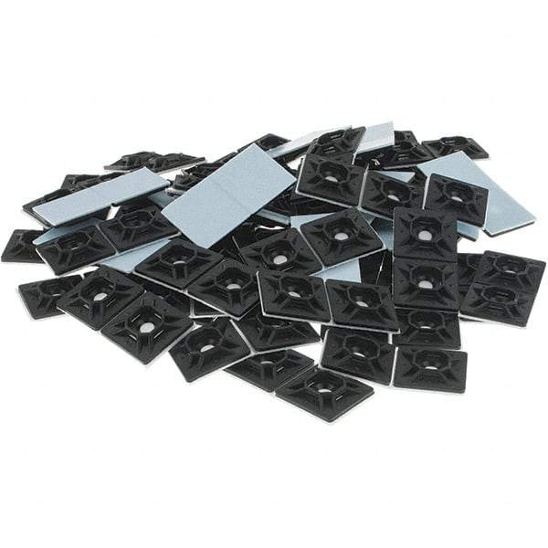 Thomas & Betts - Black, Nylon, Four Way Cable Tie Mounting Pad - 1-1/8" Long x 0.215" High x 1-1/8" Wide Adhesive Back - Best Tool & Supply