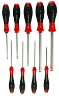 9 Piece - 1.5 - 10mm - Ball End Hex Screwdriver MagicRing® Screw Holding SoftFinish® Cushion Grip Set - Best Tool & Supply