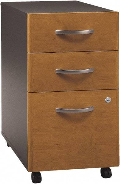 Bush Business Furniture - 15-3/4" Wide x 27.88" High x 20-1/4" Deep, 3 Drawer Pedestal - Laminate Over Wood, Natural Cherry & Graphite Gray - Best Tool & Supply