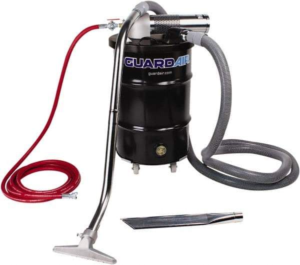 Guardair - 30 Gal Steel Tank, Air Powered Pneumatic Canister Wet/Dry Vacuum - 15 Peak hp, 20' Hose Fitting, Cartridge Filter, Accessories Included - Best Tool & Supply