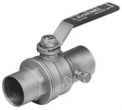 Legend Valve - 1/2" Pipe, Full Port, Brass Standard Ball Valve - Inline - One Way Flow, Soldered x Soldered Ends, Lever Handle, 500 WOG - Best Tool & Supply