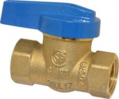 Legend Valve - 3/8" Pipe, Brass, Straight without Side Tap, Gas Ball Valve - 175 psi WOG Rating, Wedge Handle, FNPT x FNPT End Connections, 1 Piece - Best Tool & Supply