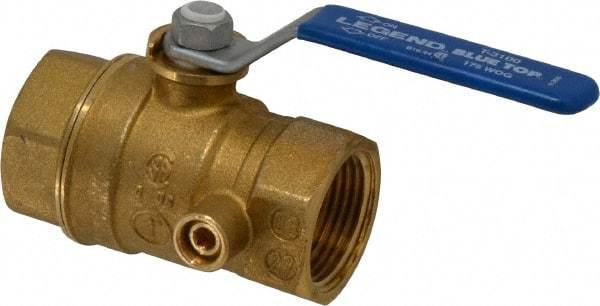 Legend Valve - 1" Pipe, Brass, Straight with Side Tap, Gas Ball Valve - 175 psi WOG Rating, Wedge Handle, FNPT x FNPT End Connections, 1 Piece - Best Tool & Supply