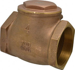 Legend Valve - 4" Brass Check Valve - Inline, FNPT x FNPT, 200 WOG - Best Tool & Supply