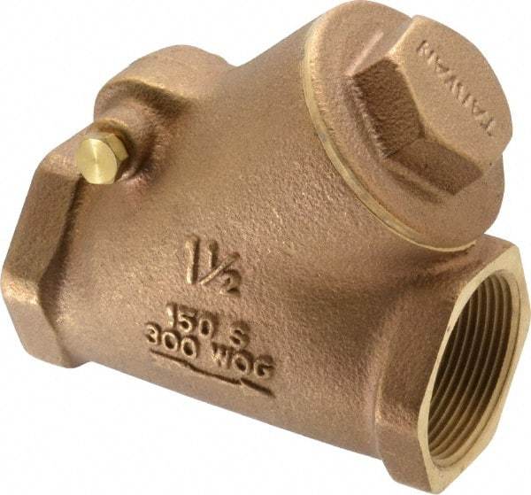 Legend Valve - 1-1/2" Bronze Check Valve - Y-Pattern, FNPT x FNPT, 300 WOG - Best Tool & Supply