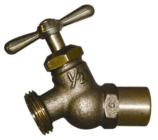 Legend Valve - 1/2" Pipe, 125 psi WOG Rating, Lead Free Brass Hose Bibb, Stop Valve - Tee Handle, MSWT x GHT End Connections - Best Tool & Supply