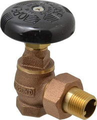 Legend Valve - 1/2" Pipe, 60 psi WOG Rating, FNPT x Male Union End Connections, Handwheel Steam Angle Radiator Valve - 15 psi Steam Pressure Rating, Bronze - Best Tool & Supply