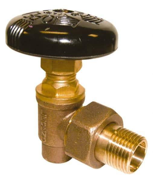 Legend Valve - 3/4" Pipe, 60 psi WOG Rating, Soldered x Male Union End Connections, Handwheel Hot Water Angle Radiator Valve - 125 psi Steam Pressure Rating, Bronze - Best Tool & Supply