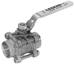 Legend Valve - 1-1/2" Pipe, Full Port, Stainless Steel Standard Ball Valve - 3 Piece, Inline - One Way Flow, FNPT x FNPT Ends, Locking Lever Handle, 1,000 WOG, 150 WSP - Best Tool & Supply