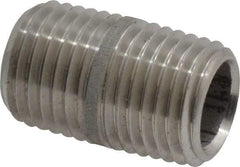 Merit Brass - Schedule 40, 1/4" Pipe x 7/8" Long, Grade 304/304L Stainless Steel Pipe Nipple - Welded & Threaded - Best Tool & Supply