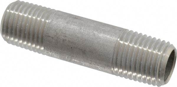 Merit Brass - Schedule 40, 1/4" Pipe x 2" Long, Grade 304/304L Stainless Steel Pipe Nipple - Welded & Threaded - Best Tool & Supply