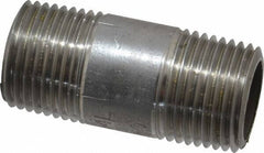 Merit Brass - Schedule 40, 3/8" Pipe x 1-1/2" Long, Grade 304/304L Stainless Steel Pipe Nipple - Welded & Threaded - Best Tool & Supply