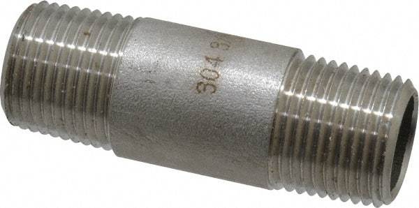 Merit Brass - Schedule 40, 3/8" Pipe x 2" Long, Grade 304/304L Stainless Steel Pipe Nipple - Welded & Threaded - Best Tool & Supply